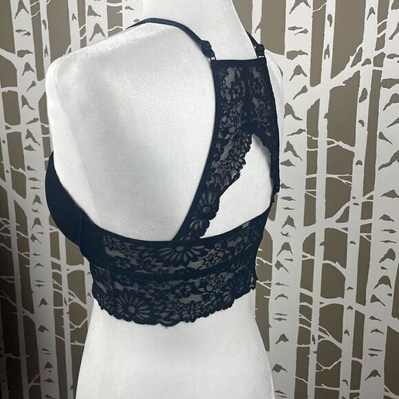 Victoria’s Secret PINK Wildflower Lace High Neck Bralette S - Black - Picture 8 of 15